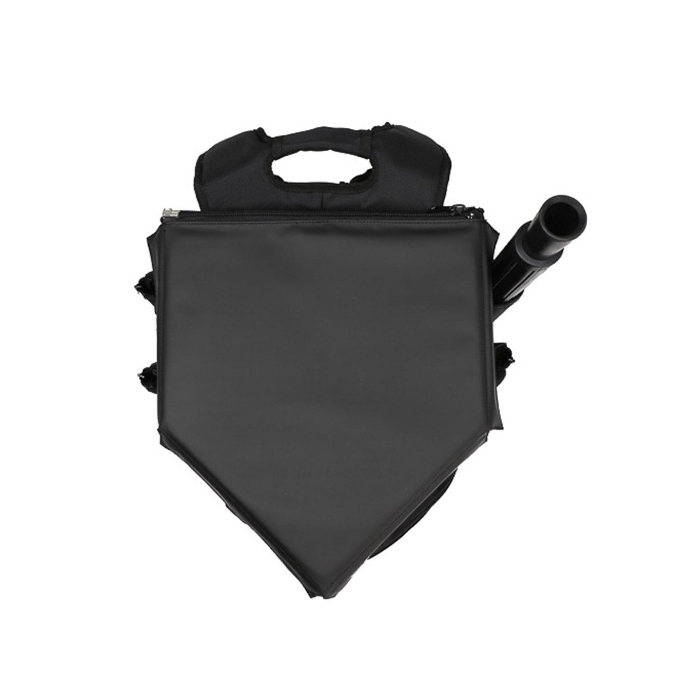 VeloTee Baseball & Softball Bat Bag Backpack with Batting Tee is shaped like a home plate. The home plate top is customizable and removable giving players and coaches a home plate to use wherever they travel.