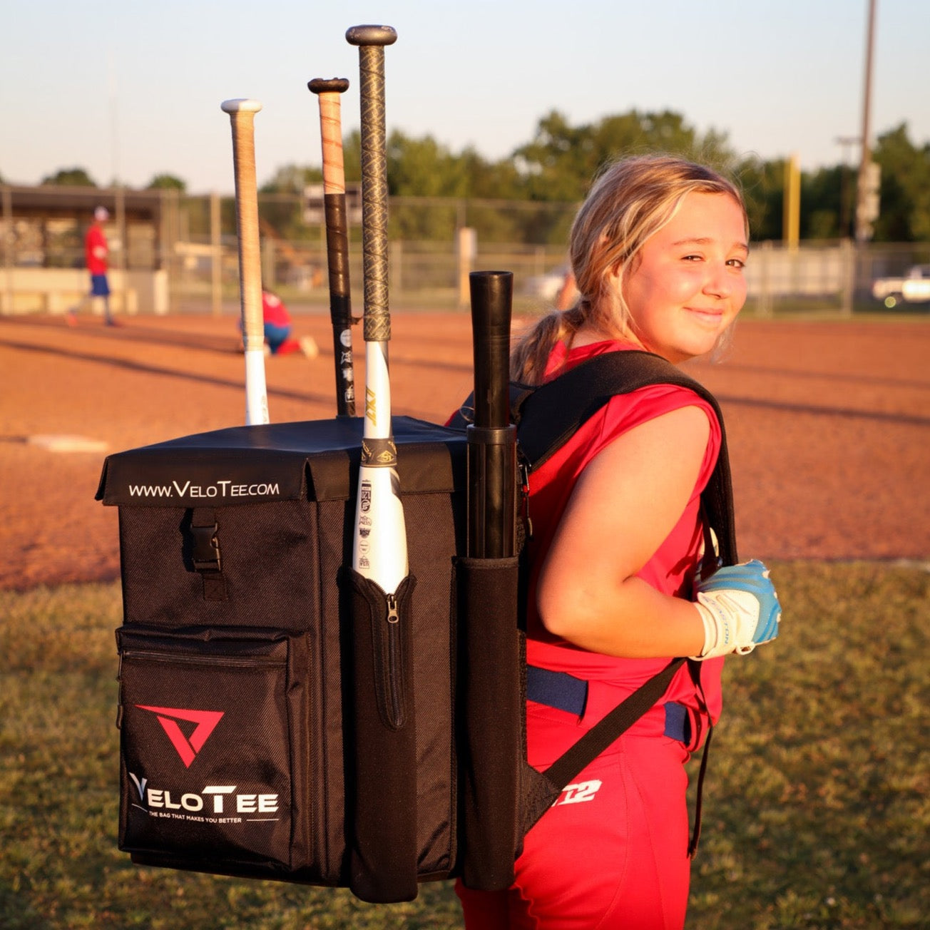 VeloTee Baseball & Softball Bat Bag Backpack Batting Tee Equipment Bag Holds all of your baseball and softball gear