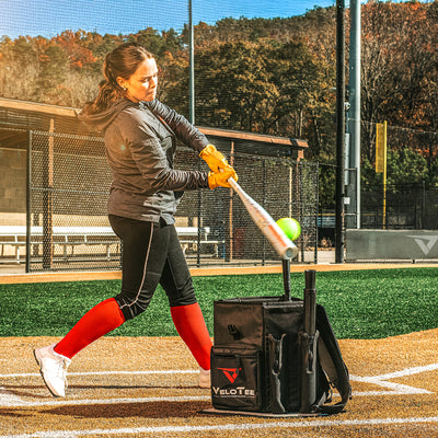 Wheeled VeloTee 2.0 Baseball & Softball Bat Bag Backpack with Batting Tee